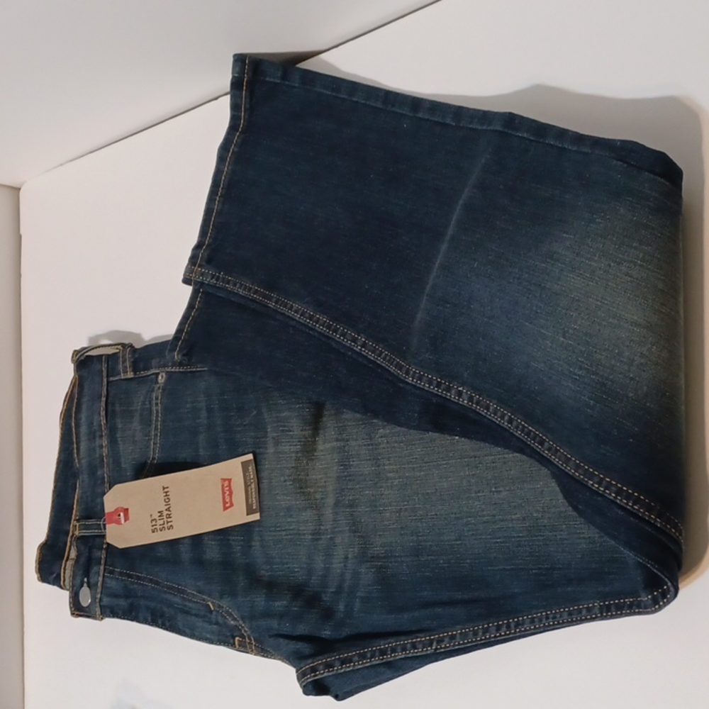 NWT Levi Strauss & Co. Mens 513 Slim Straight Blue Denim Jeans Sz. 30 x 32